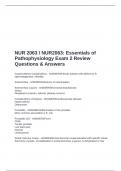 NUR 2063 &sol; NUR2063&colon; Essentials of Pathophysiology Exam 2 Review Questions & Answers