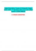  Surgical Specialties&semi; Trauma & Orthopaedic Surgery 2025-2026&period; 76 Questions with correct and verified answers&period; LATEST UPDATE&period;   A&plus; GRADE GUARANTEED&period;