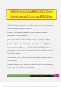 Middle Level English OSAT Exam Questions and Answers 100&percnt; Pass
