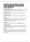 FASHION RETAIL INDUSTRY FINAL EXAM QUESTIONS AND ANSWERS 100&percnt; CORRECT&excl;&excl;&excl;