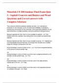 Materials CE 200 Seminar Final Exam Quiz 3 - Asphalt Concrete and Binders and Wood Questions & answers