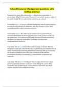 Natural Resource Management questions with verified answer2