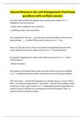 Natural Resource Use and Management Final Exam questions with verified answers&period;
