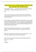 Natural Resource Use and Management GEO 3313 Final Exam questions with verified answers