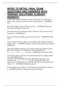 INTRO TO RETAIL FINAL EXAM QUESTIONS AND ANSWERS WITH VERIFIED SOLUTIONS ALREADY PASSED&excl;&excl;&excl;