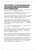 Intro To Retail - Final Exam Questions And Answers With Verified Solutions Newly Updated 2025