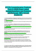 ATI PN Comprehensive Predictor Form A &lpar;2025&rpar; Exam Latest Update&vert;Questions and Answers  withRationale 100&percnt; Solved Graded A&plus;