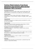 Fashion Retail Industry Final Exam Questions And Answers With Verified Solutions 100&percnt; Correct&excl;&excl;&excl;