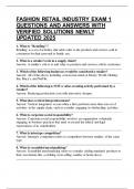 FASHION RETAIL INDUSTRY EXAM 1 QUESTIONS AND ANSWERS WITH VERIFIED SOLUTIONS NEWLY UPDATED 2025