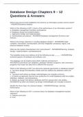 Database Design Chapters 9 &ndash; 12 Questions & Answers