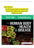 Test Bank For Human Body in Health & Disease 7th Edition By Kevin T&period; Patton&comma; PhD and Gary A&period; Thibodeau&comma; PhD 9780323402118 Chapter 1-25 Complete Guide &period;