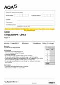 2023 AQA GCSE CITIZENSHIP STUDIES 8100&sol;1 Paper 1 Question Paper & Mark scheme &lpar;Merged&rpar;  June 2023 &lbrack;VERIFIED&rsqb;