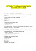 NURS1543 Final Exam Questions With Correct Solutions 2025