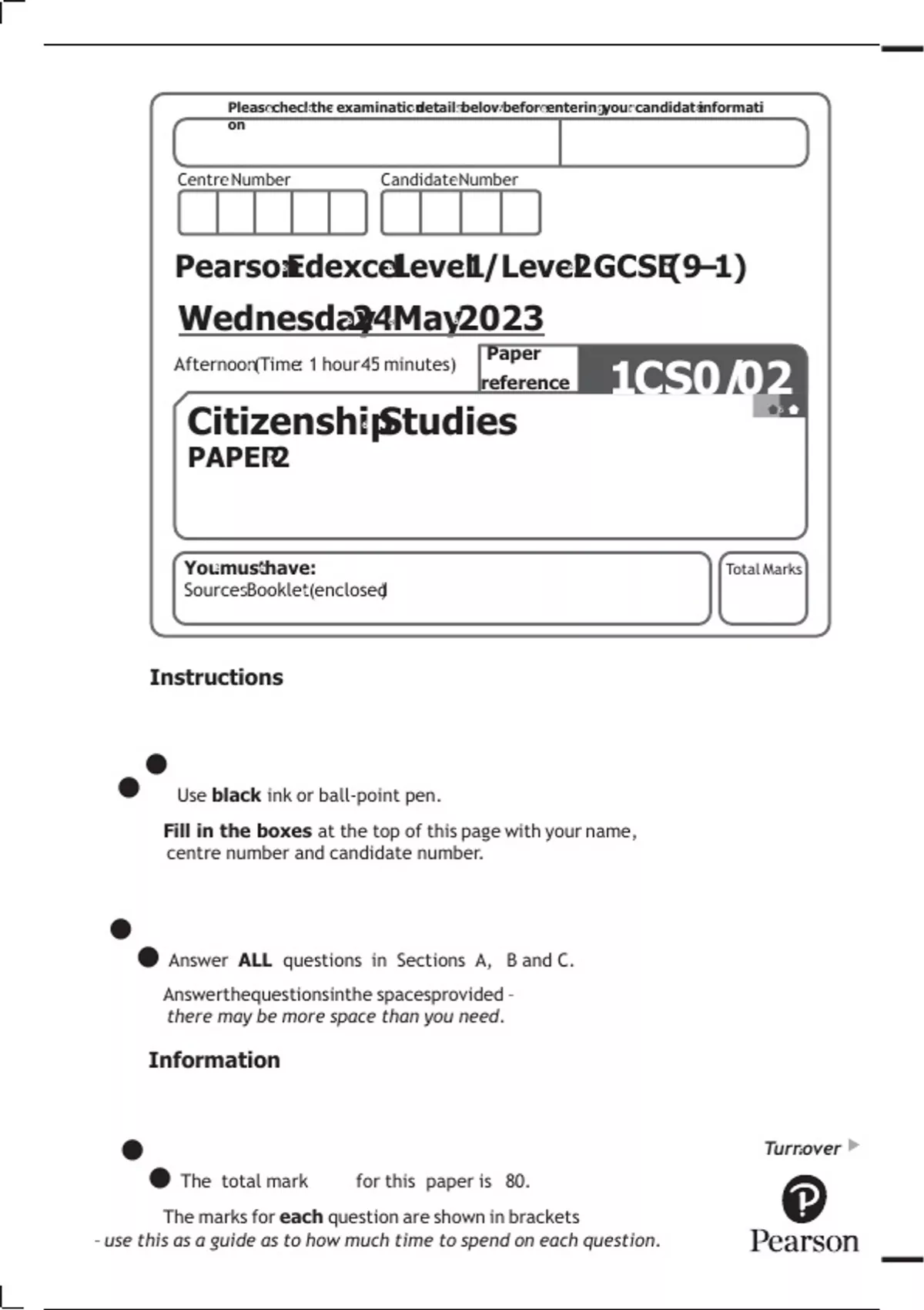 Pearson Edexcel Gcse Citizenship Studies Paper 2 June 2025 Pearson Pearson Edexcel Gcse Citizenship Studies Paper 2 June 2025 Pearson