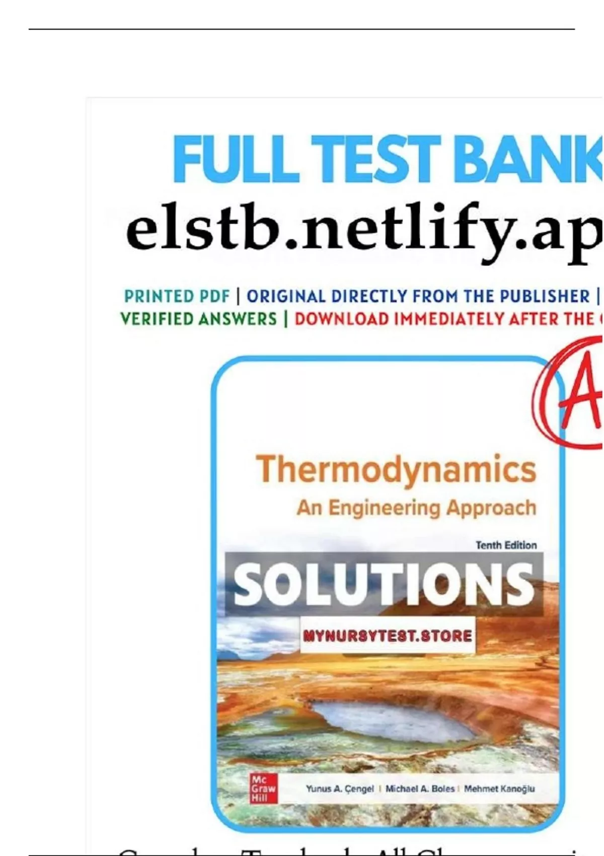 ACCESS Test Bank for Thermodynamics Engineering Approach 10th Edition ...