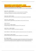 MANAGING CLOUD SECURITY - D320 QUESTIONS WITH CORRECT ANSWERS 2025