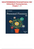 SOLUTION MANUAL Personal Finance&comma; 14th Edition By E&period; Thomas Garman&comma; Chapter 1 - 17