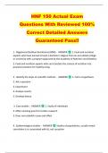 HNF 150 Actual Exam  Questions With Reviewed 100&percnt;  Correct Detailed Answers  Guaranteed Pass&excl;&excl; 