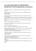 CA LIFE AND HEALTH INSURANCE EXAM KEY FACTS Questions & Answers