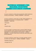 MATERNAL NEWBORN CMS&colon; 2025&sol;2026&comma; EXAM WITH CORRECT&sol;ACCURATE ANSWERS