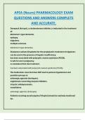 APEA &lpar;Neuro&rpar; PHARMACOLOGY EXAM  QUESTIONS AND ANSWERS COMPLETE  AND ACCURATE&period;