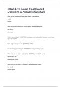 CRAS Live Sound Final Exam 3 Questions & Answers 2025&sol;2026