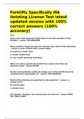 Forklifts Specifically MA Hoisting License Test latest updated version with 100- correct answers 