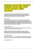Hoisting License MA- 2A latest updated version with 100- correct answers &lpar;100- accuracy&rpar;