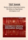TEST BANK  Business Driven Information Systems&comma; 9th Edition by Paige Baltzan All Chapters 1 to 9 VERIFIED