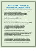 NURS 222 FINAL EXAM PRACTICE  QUESTIONS AND ANSWERS RATED A&period;