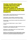 Florida Certification Board Certified Recovery Peer Specialist Exam fully solved &comma;updated & verified for accuracy