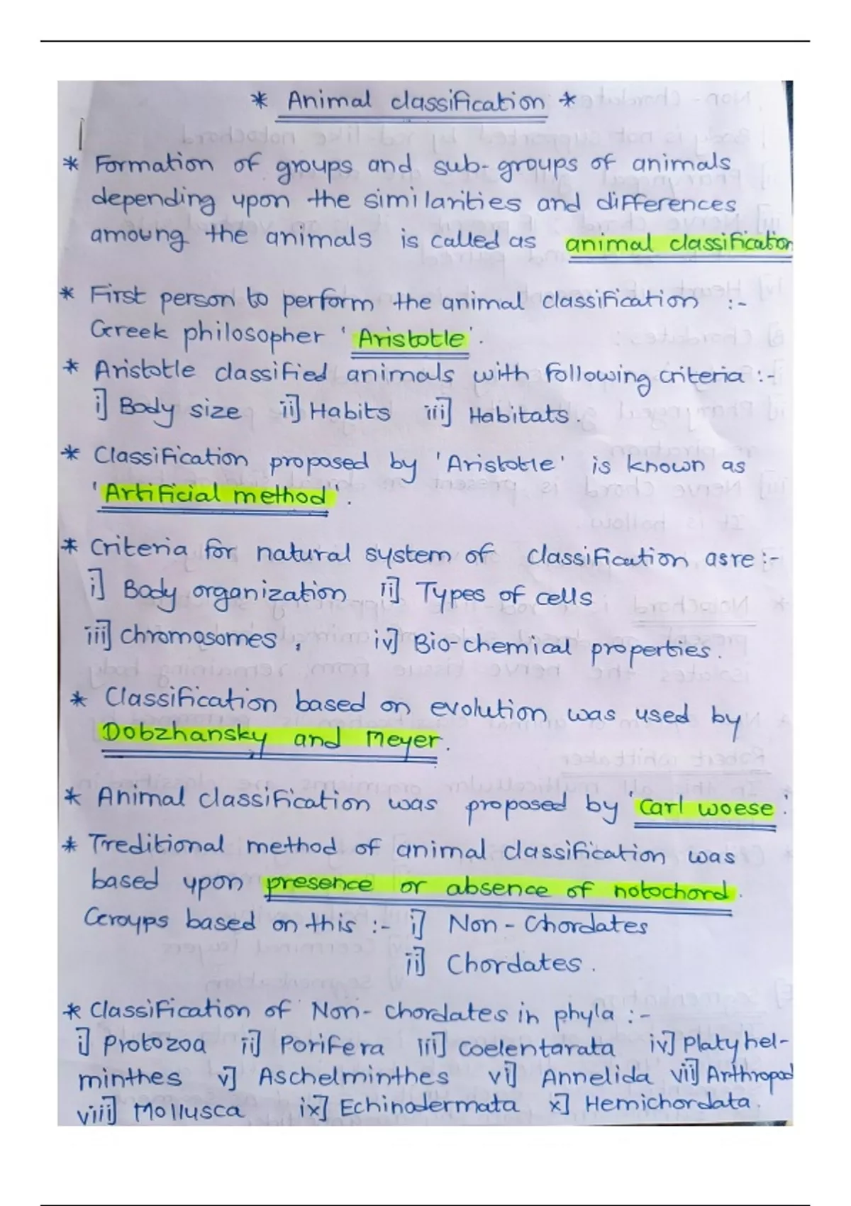 Class 10 science ( Animal classification ) - Science - Stuvia US