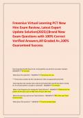     Fresenius Virtual Learning PCT New Hire Exam Review&comma; Latest Expert Update Solution&lpar;2025&rpar;&vert;Brand New Exam Questions with 100&percnt; Correct Verified Answers&comma;All Graded A&plus;&comma;100&percnt; Guaranteed Success&period;