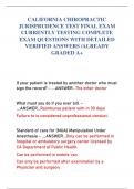 CALIFORNIA CHIROPRACTIC JURISPRUDENCE TEST FINAL EXAM CURRENTLY TESTING COMPLETE EXAM QUESTIONS WITH DETAILED VERIFIED ANSWERS &sol;ALREADY GRADED A&plus;