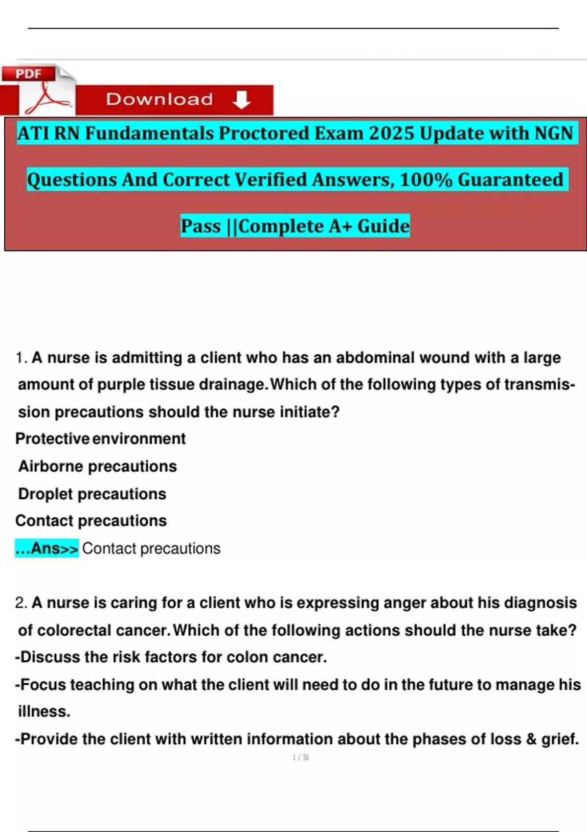 ATI RN Fundamentals Proctored Exam 2025/2026 Update with NGN Questions ...