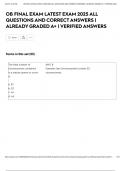 OB FINAL EXAM LATEST EXAM 2025 ALL QUESTIONS AND CORRECT ANSWERS &vert; ALREADY GRADED A&plus; &vert; VERIFIED ANSWERS