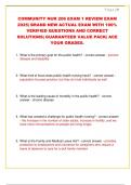 COMMUNITY NUR 206 EXAM 1 REVIEW EXAM 2025&vert; BRAND NEW ACTUAL EXAM WITH 100&percnt;  VERIFIED QUESTIONS AND CORRECT  SOLUTIONS&vert; GUARANTEED VALUE PACK&vert; ACE  YOUR GRADES&period;
