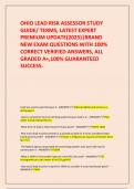  OHIO LEAD RISK ASSESSOR STUDY GUIDE&sol; TERMS&comma; LATEST EXPERT PREMIUM UPDATE&lpar;2025&rpar;&vert;BRAND NEW EXAM QUESTIONS WITH 100&percnt;  CORRECT VERIFIED ANSWERS&comma; ALL GRADED A&plus;&comma;100&percnt; GUARANTEED SUCCESS&period;