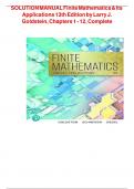 SOLUTION MANUAL Finite Mathematics & Its Applications 13th Edition by Larry J&period; Goldstein&comma; Chapters 1 - 12&comma; Complete