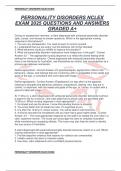 PERSONALITY DISORDERS NCLEX EXAM 2025 QUESTIONS AND ANSWERS GRADED A&plus;
