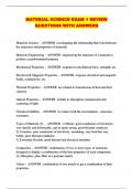 MATERIAL SCIENCE EXAM 1 REVIEW QUESTIONS WITH ANSWERS