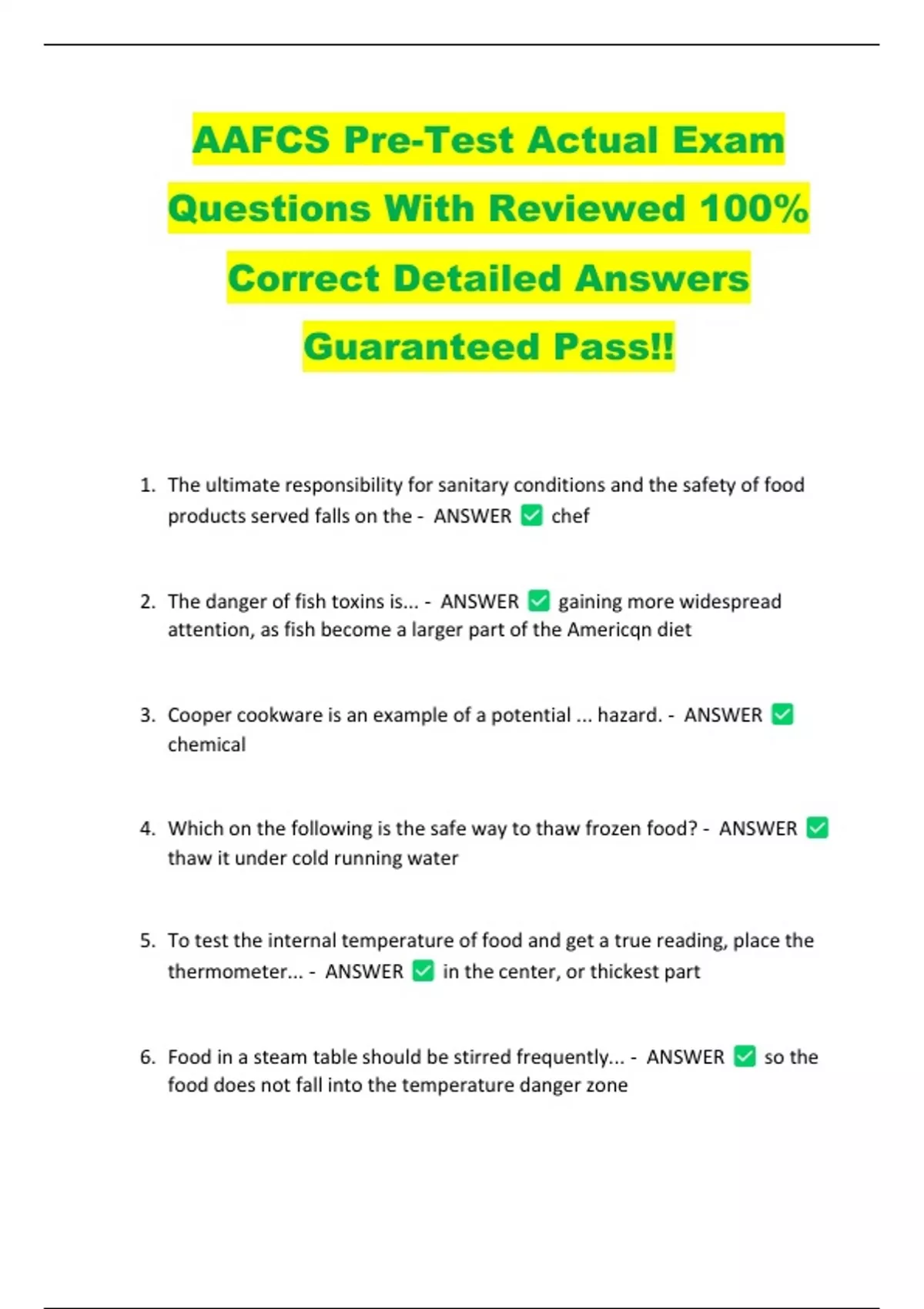 AAFCS Pre-Test Actual Exam Questions With Reviewed 100% Correct ...