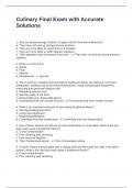 Culinary Final Exam with Accurate Solutions