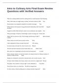 Intro to Culinary Arts Final Exam Review Questions with Verified Answers