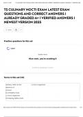 TS CULINARY NOCTI EXAM LATEST EXAM QUESTIONS AND CORRECT ANSWERS &vert; ALREADY GRADED A&plus; &vert; VERIFIED ANSWERS &vert; NEWEST VERSION 2025