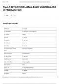 AQA A-level French Actual Exam Questions And Verified Answers