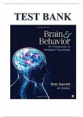 Test Bank- An Introduction To Brain And Behavior Bryan Kolb; Ian Whishaw; G. Teskey 7th Edition|| NEWEST UPDATE 2024