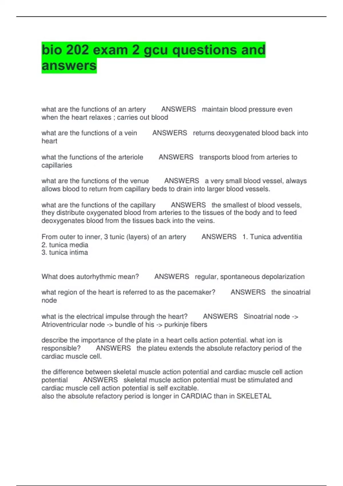 bio 202 exam 2 gcu questions and answers (graded a) - BIO 202 GCU ...