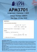 APM3701 Assignment 1 &lpar;ANSWERS&rpar; 2025 - DISTINCTION GUARANTEED
