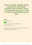 Exam 1&colon; NU 664C &sol; NU664C &lpar;Latest Update 2025 &sol; 2026&rpar; Family Psychiatric Mental Health I Review &vert; Test Questions & Answers &vert; Grade A &vert; 100&percnt; Correct &lpar;Verified Answers&rpar;- Regis